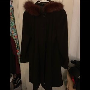 Cashmere wool chocolate w hood